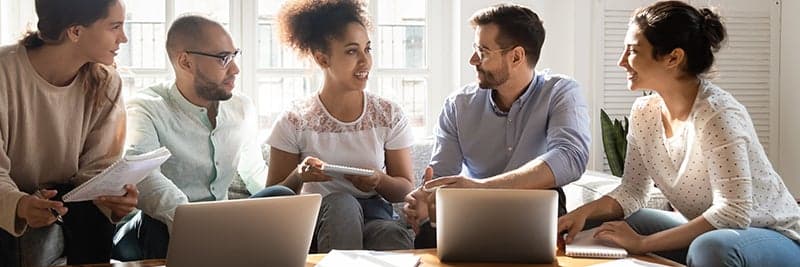 Professionals studying together